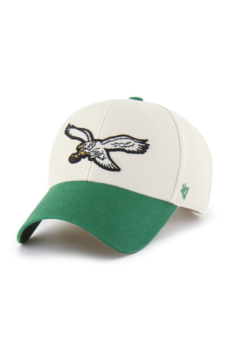 '47 Men's '47 Cream/Kelly Green Philadelphia Eagles Fairfield MVP Throwback Adjustable Hat, Alternate, color,