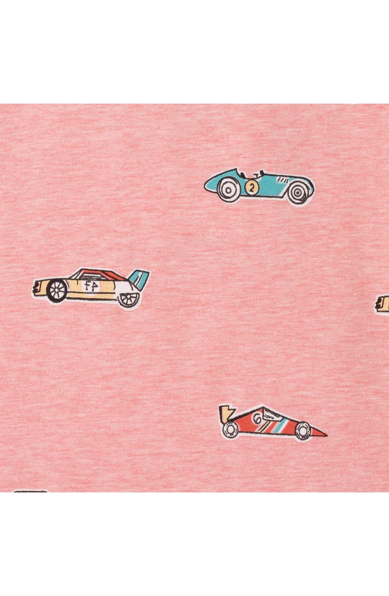 Andy & Evan Print Polo Romper, Alternate, color, Coral