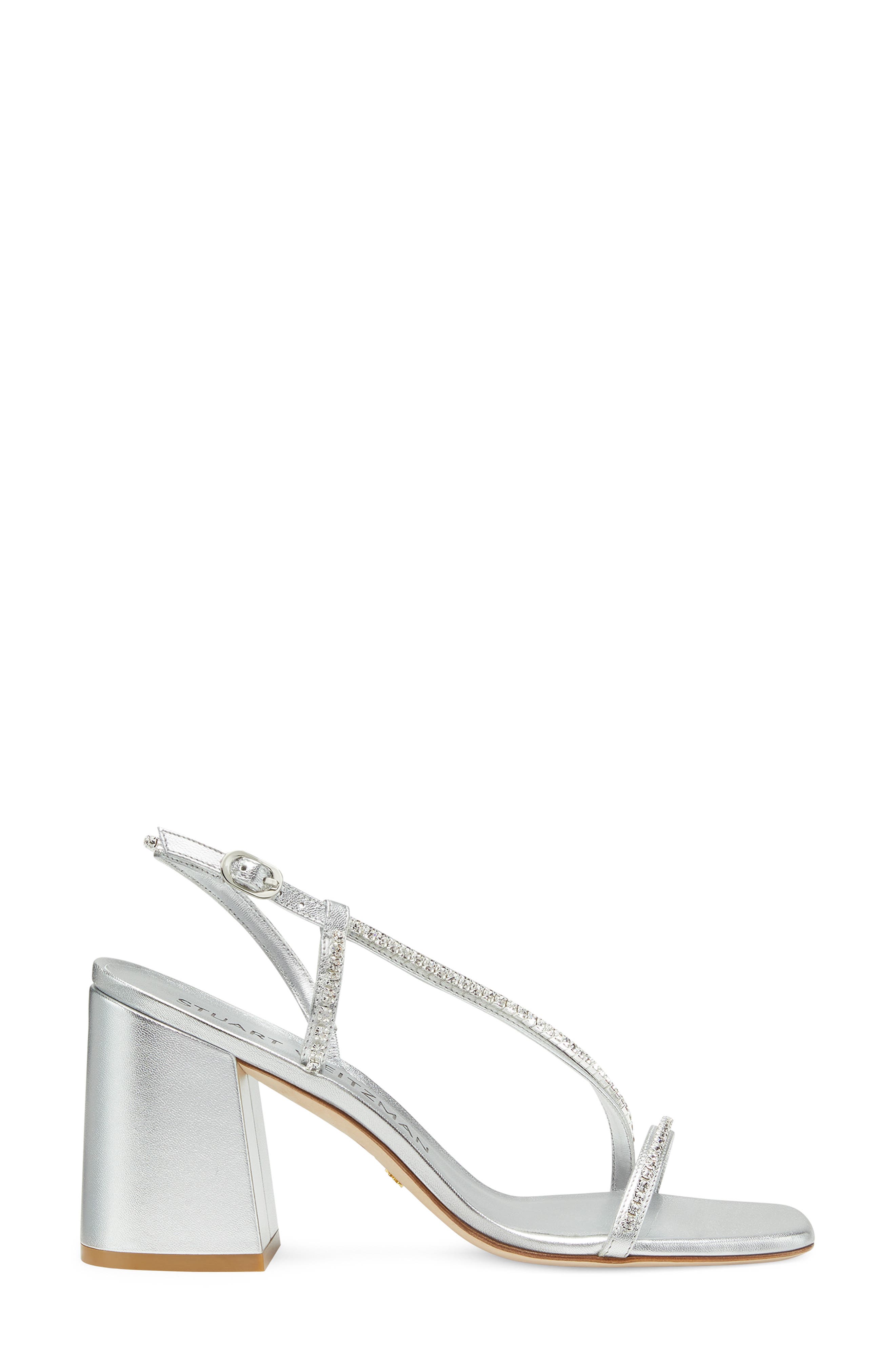 Stuart Weitzman Soiree Crystal 85 Block Sandal, Alternate, color, 