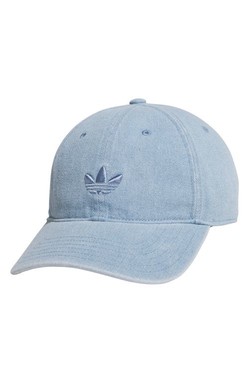 Adidas Originals Adidas Trefoil Embroidered Denim Baseball Cap In Blue