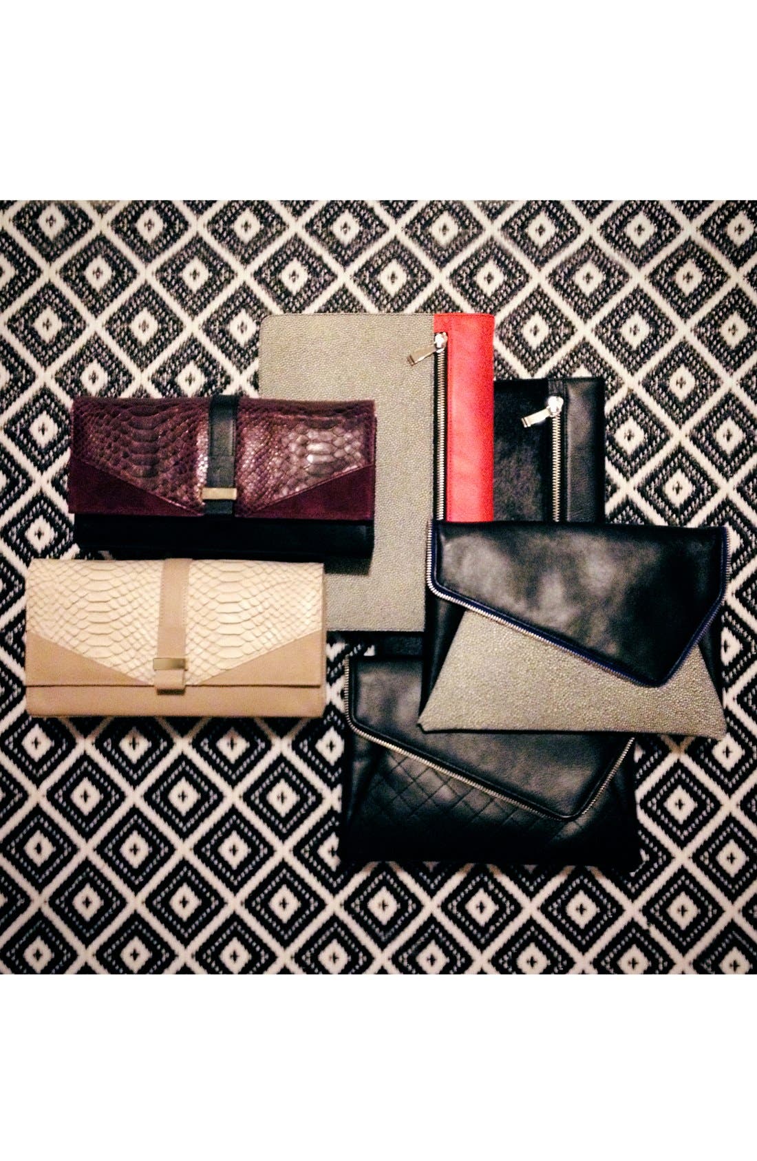 'Grab & Go' Leather Clutch, Alternate, color, RAY/ ORANGE
