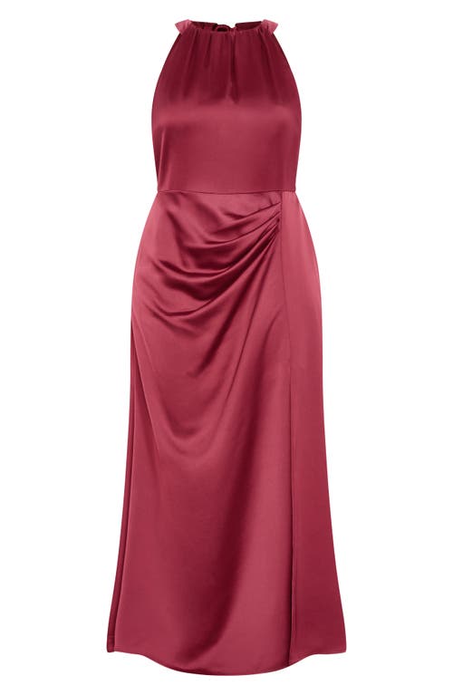 City Chic Celina Halter Neck Satin Maxi Dress In Pink