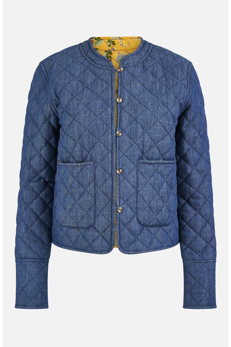Long Sleeve Quilted Reversible Jacket, Alternate, color, Blue, Yellow