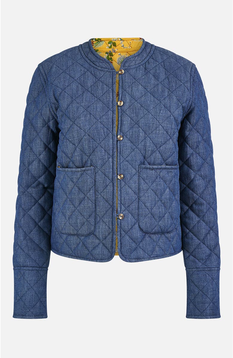 Yumi Long Sleeve Quilted Reversible Jacket, Alternate, color, Blue, Yellow