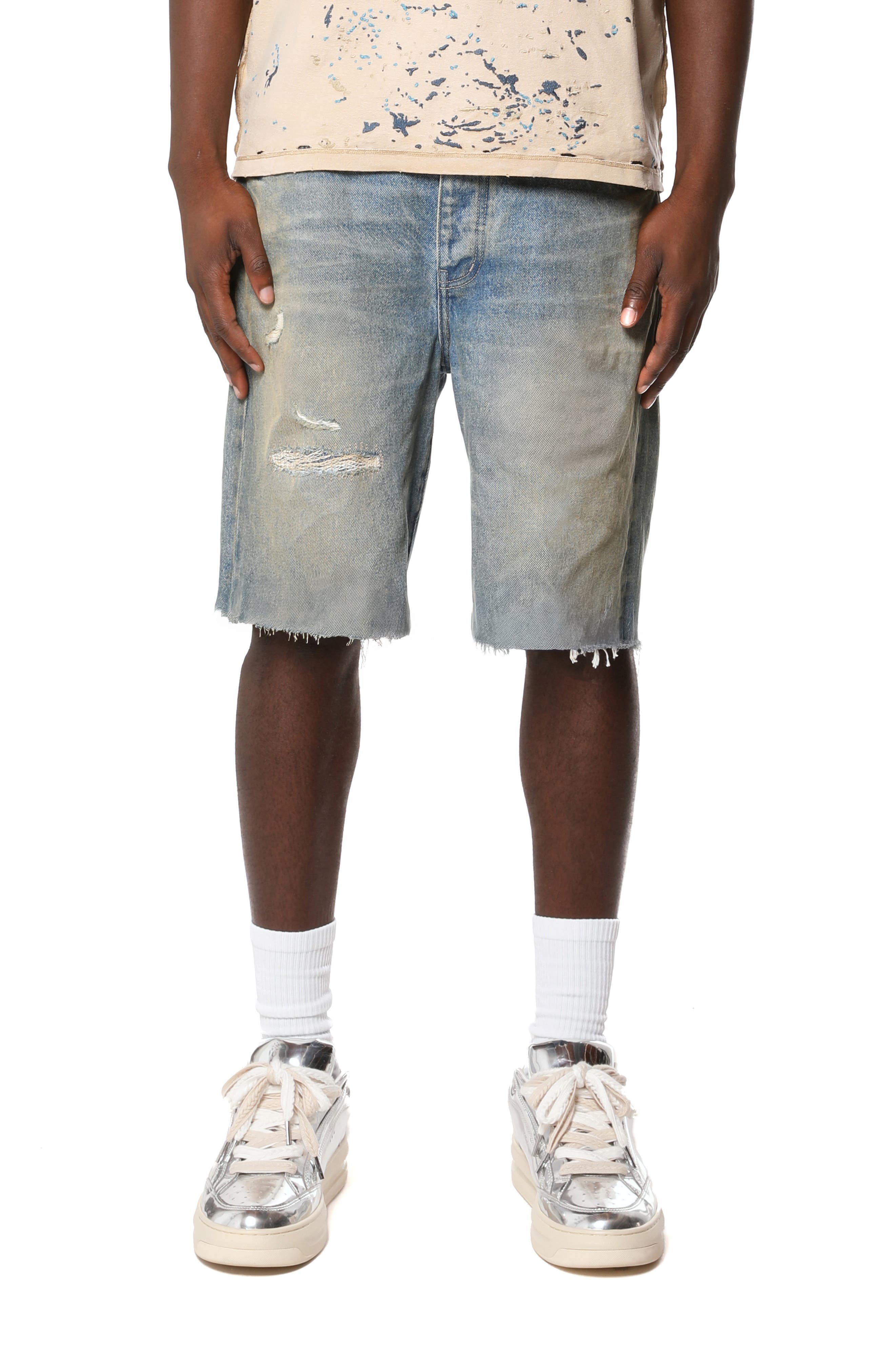 High Summer Ripped Cutoff Denim Shorts