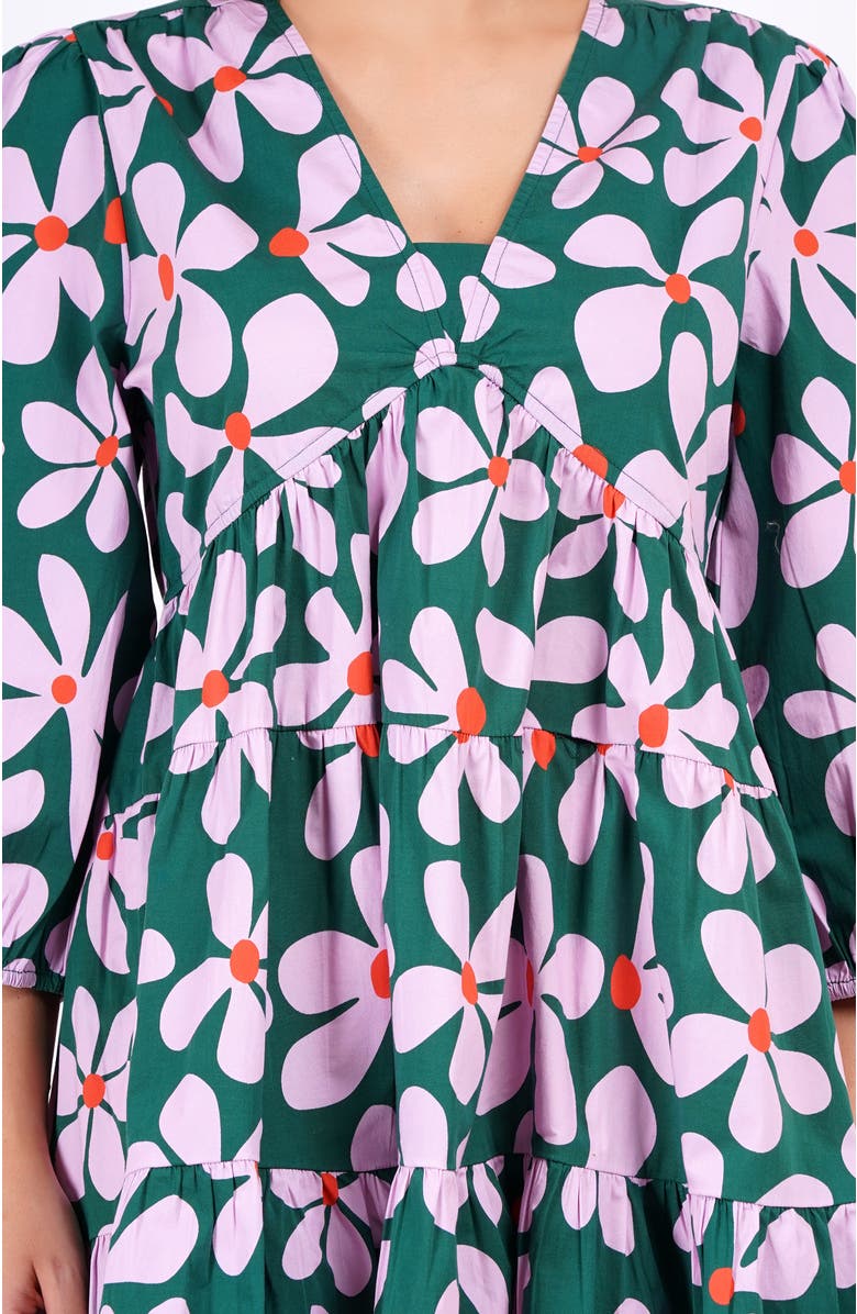 Leota Zariah Empire Waist Mini Dress, Alternate, color, Dancing Daisies Evergreen