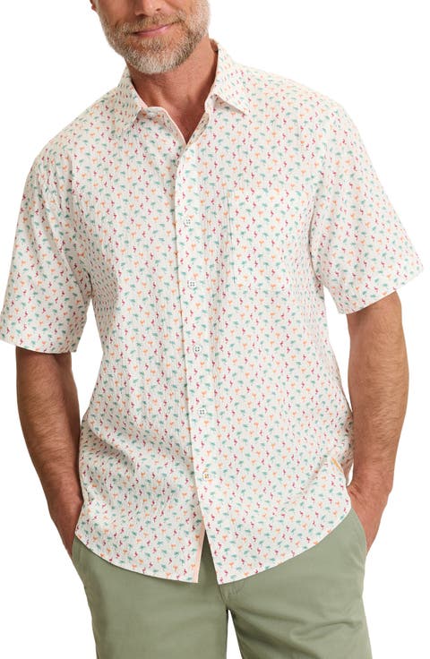 Nova Wave Flock It to You Short Sleeve Seersucker Button-Up Shirt (Big & Tall)