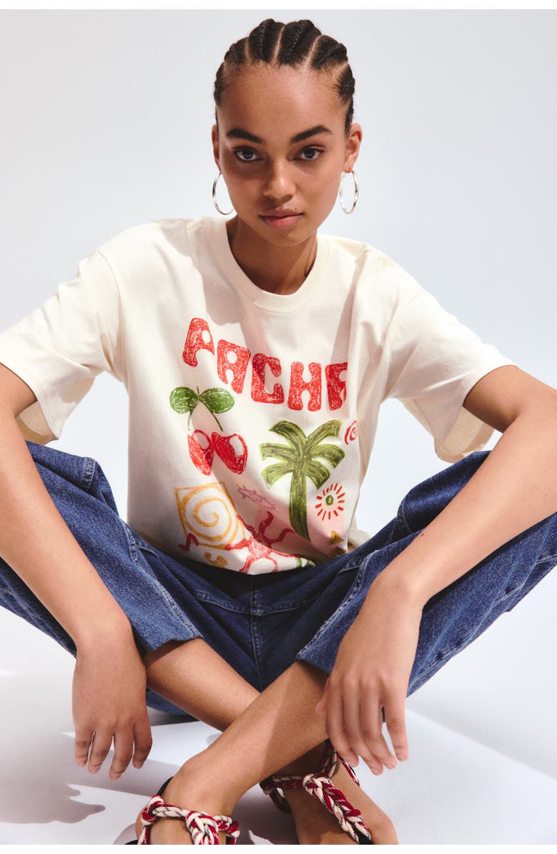 H&M Oversized t-shirt with printed motif, Alternate, color, Cream/Pacha