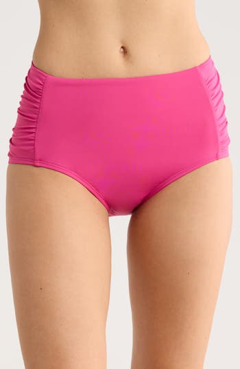 Jantzen Shirred Bikini Bottoms In Pink