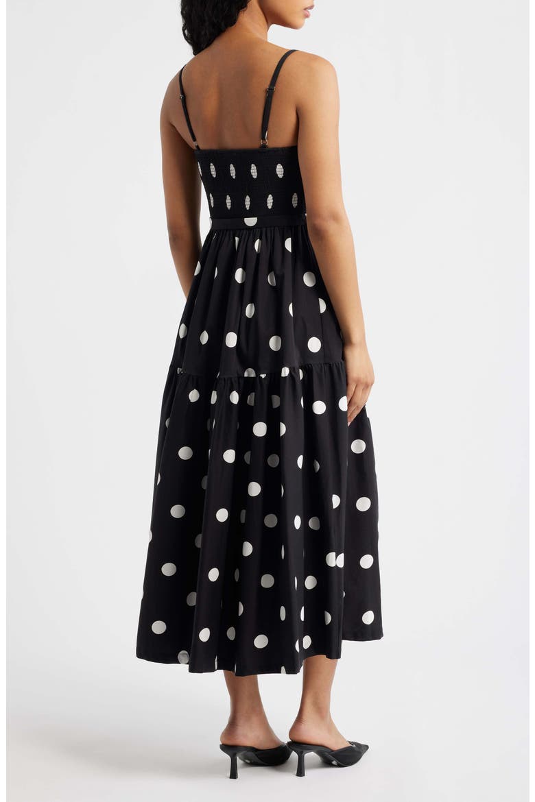 Belted Corset Midi Sundress, Alternate, color, BLACK/ WHITE