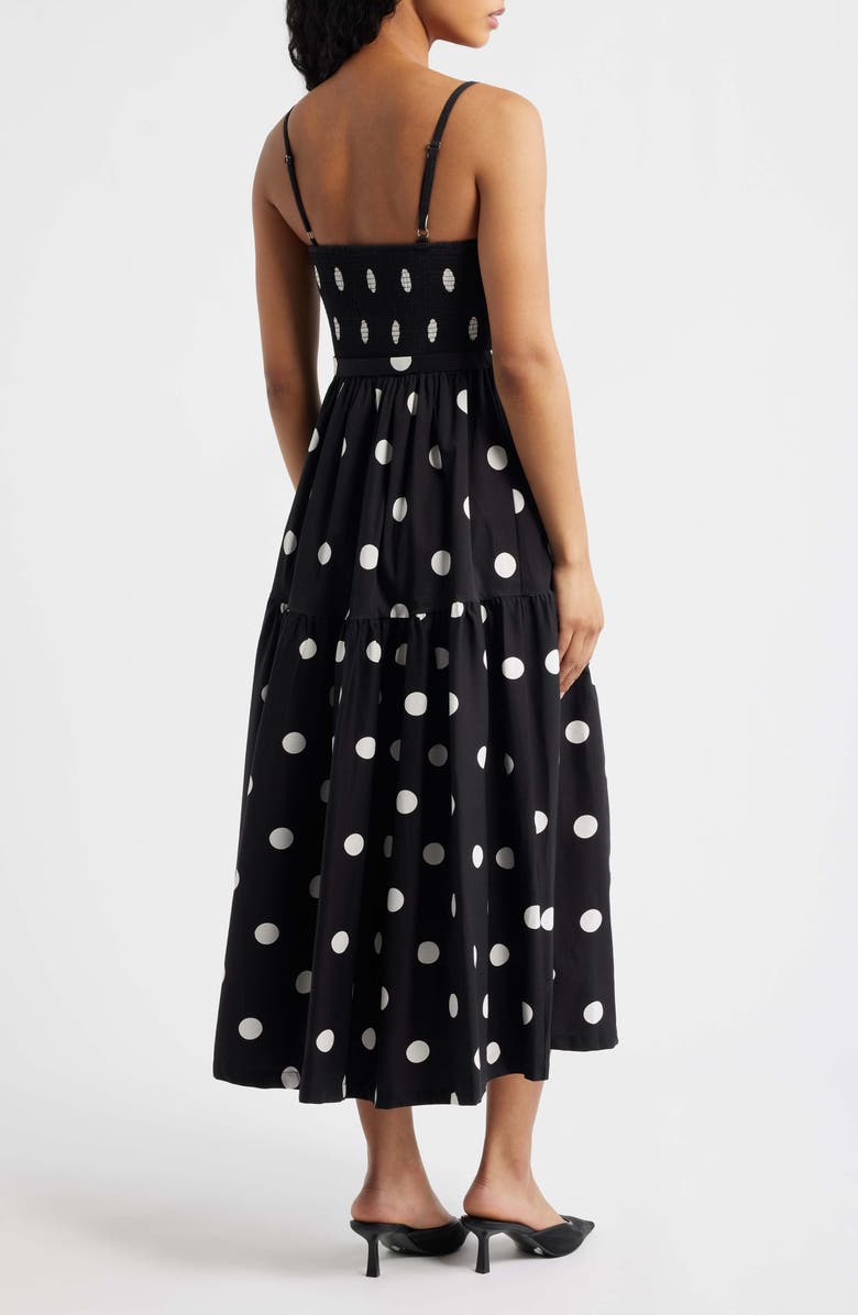 FLYING TOMATO Belted Corset Midi Sundress, Alternate, color, Black/ White