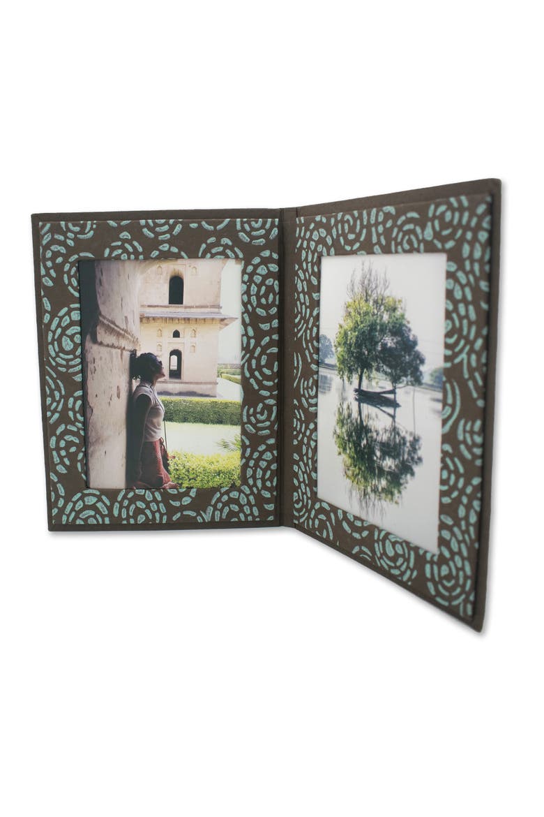 Double Photo Frames Handmade Upcycled Tree-Free Paper - Set of 5, Alternate, color, Bloom