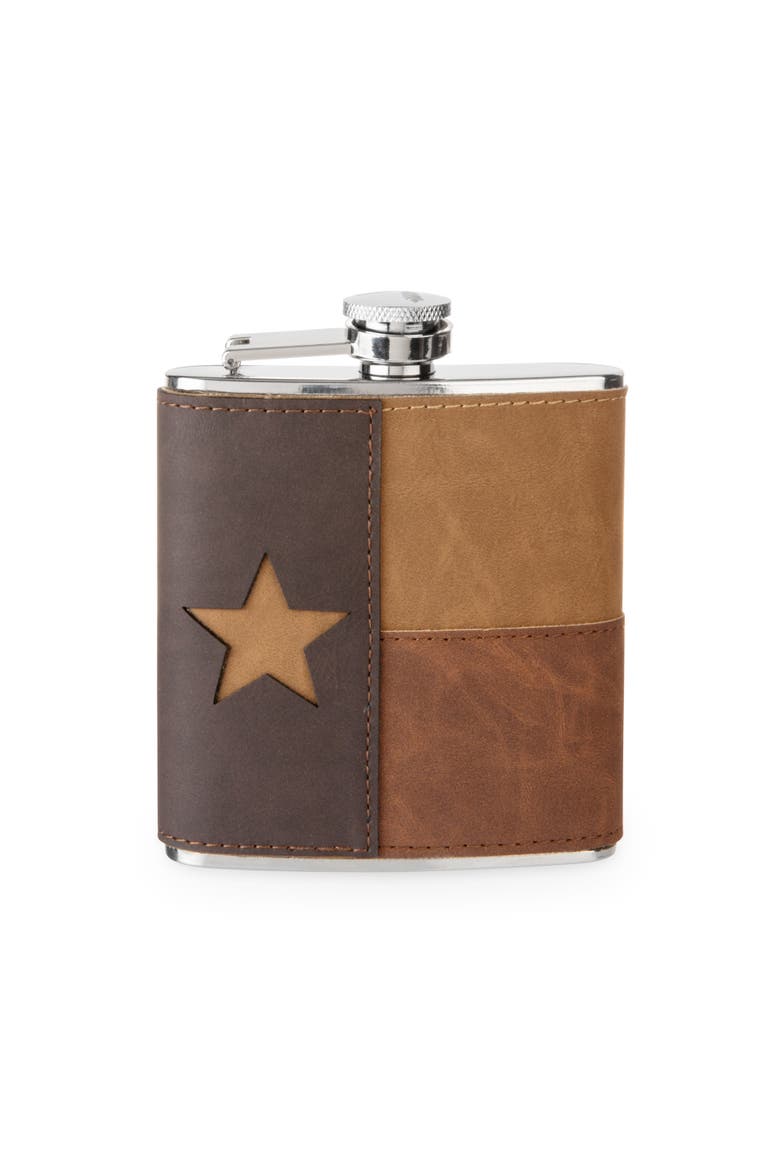 Leather Texas Flask, Main, color, Brown