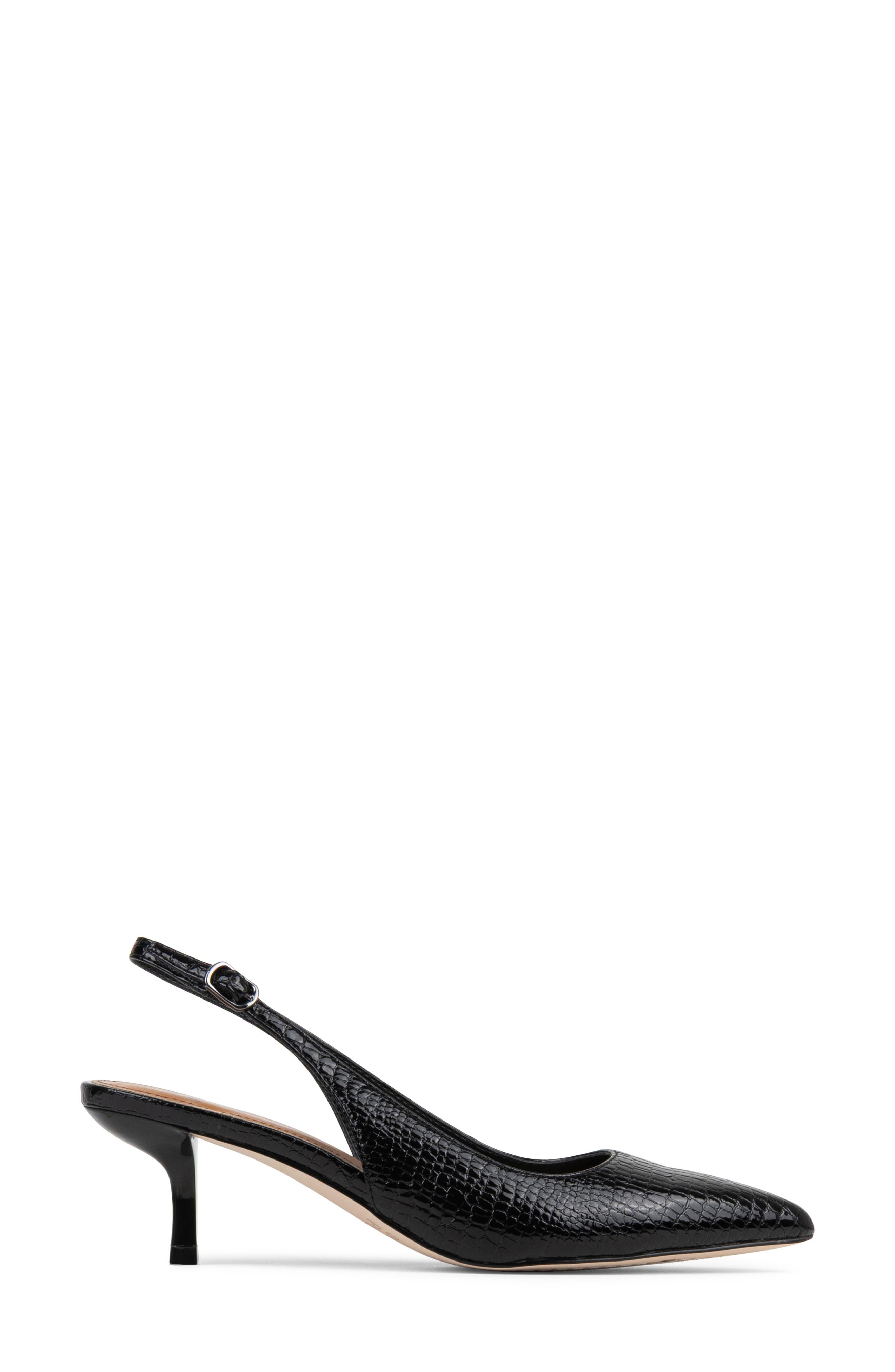Casie Croc Embossed Faux Leather Slingback Pump, Alternate, color, BLACK