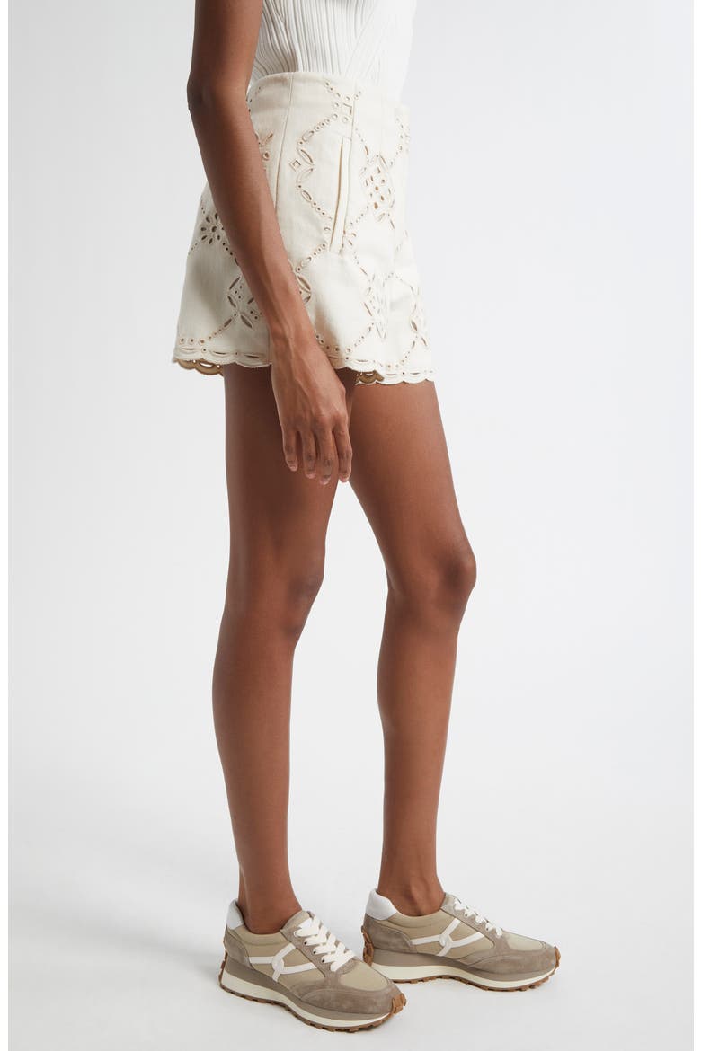 Jazmin High Waist Eyelet Embroidered Shorts, Alternate, color, ECRU