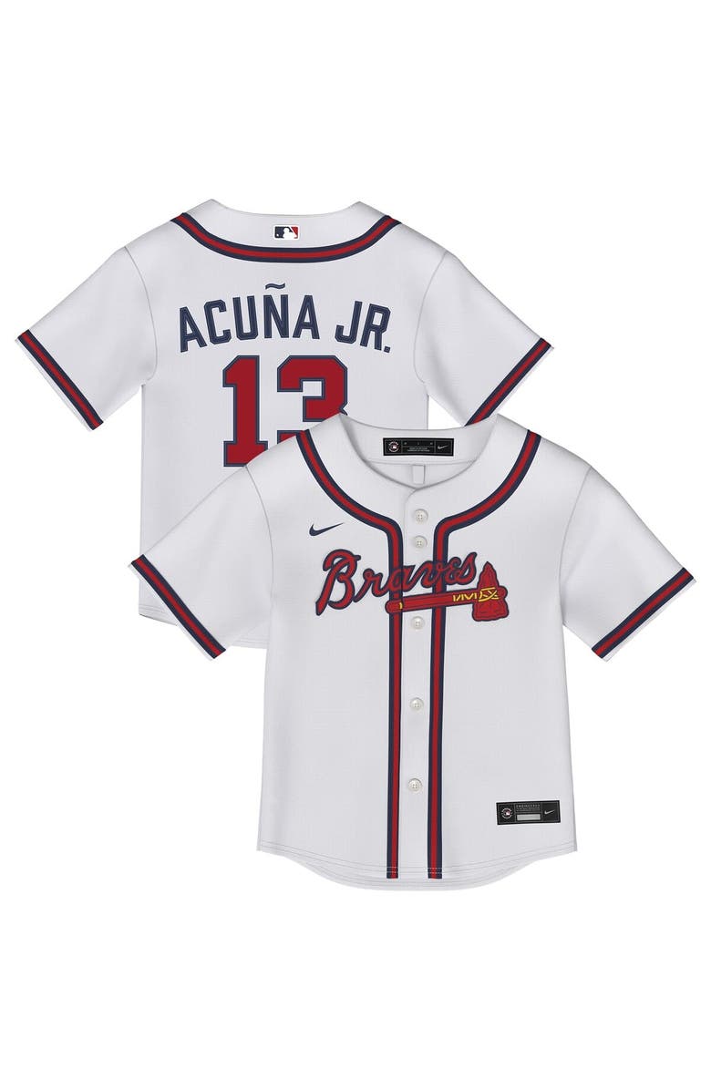 Nike Infant Nike Ronald Acuña Jr. White Atlanta Braves Home Replica Jersey, Alternate, color,