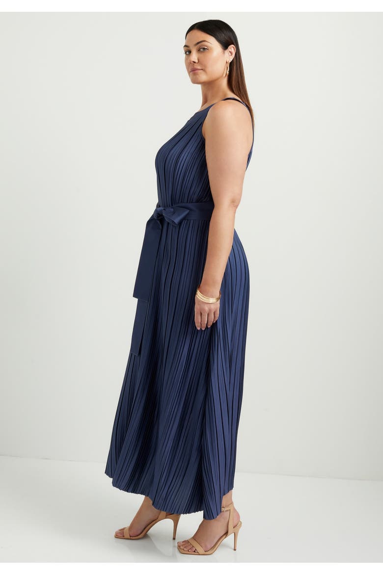 Pleated Halter Maxi Dress, Alternate, color, BOLD RED