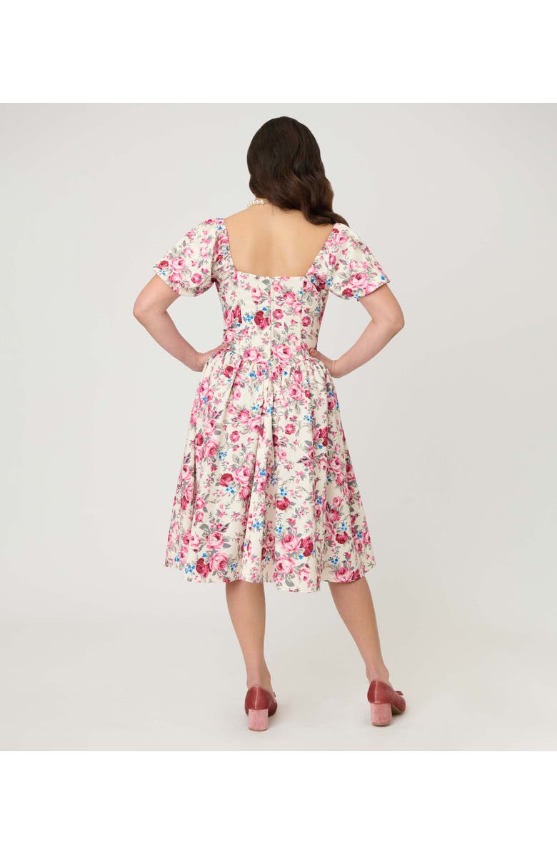 Smak Parlour Puff Sleeve Swing Dress, Alternate, color, White W/ Floral Print