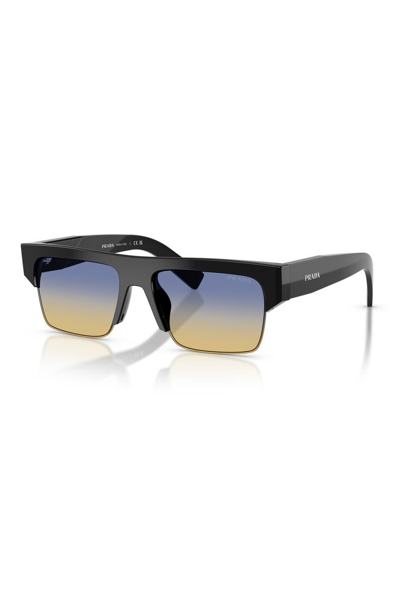 55mm Rectangular Sunglasses, Alternate, color, BLACK / YELLOW/ DARK BLUE