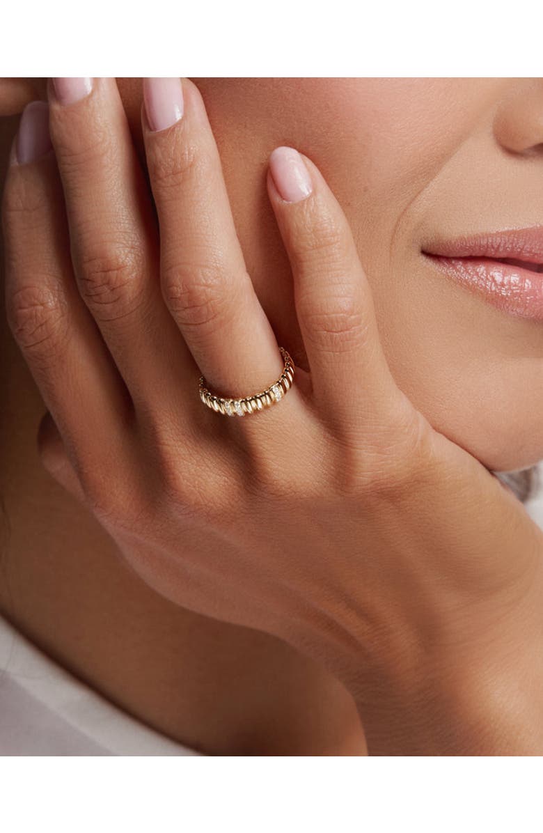 ZARUX Textured Gold Eternity Band with Diamond Accents, Alternate, color, Yellow Gold