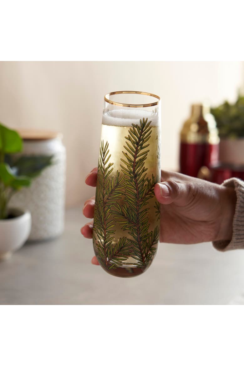 Woodland Stemless Champagne Flutes Set of 2, Alternate, color, Green