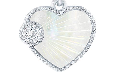 Simona Cubic Zirconia & Mother-of-pearl Heart Pendant Necklace In Silver