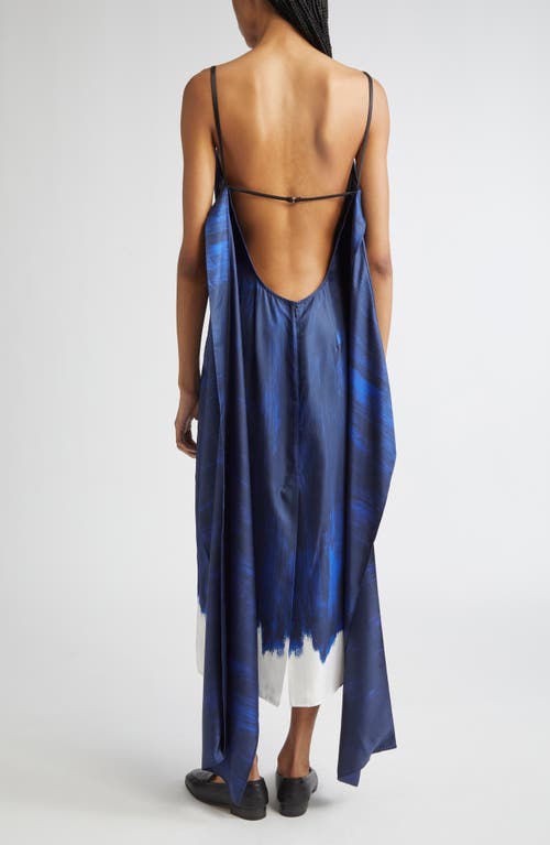 Proenza Schouler Wilma Abstract Print Layered Silk Dress In Blue