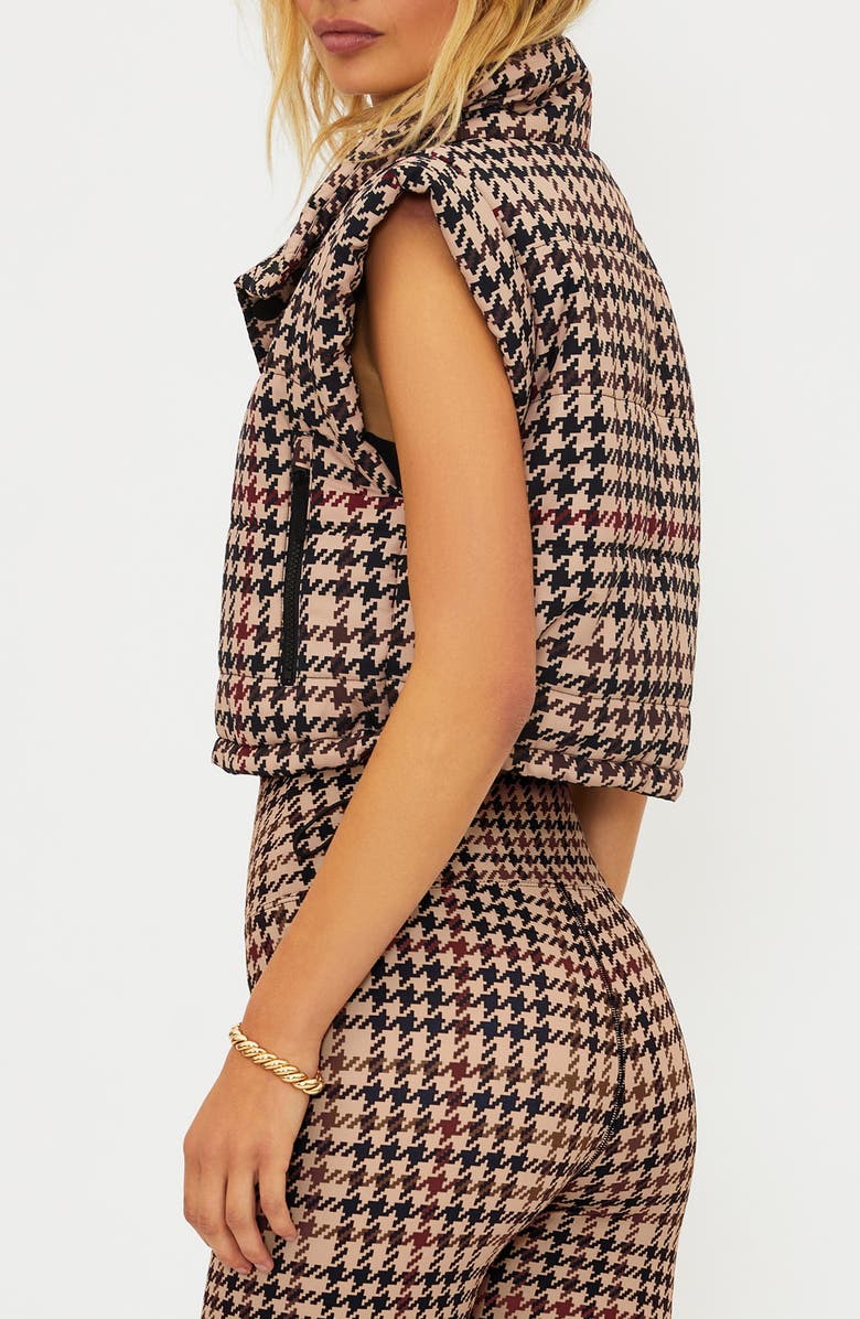 Beach Riot Canyon Houndstooth Crop Puffer Vest, Alternate, color, Midnight Houndstooth