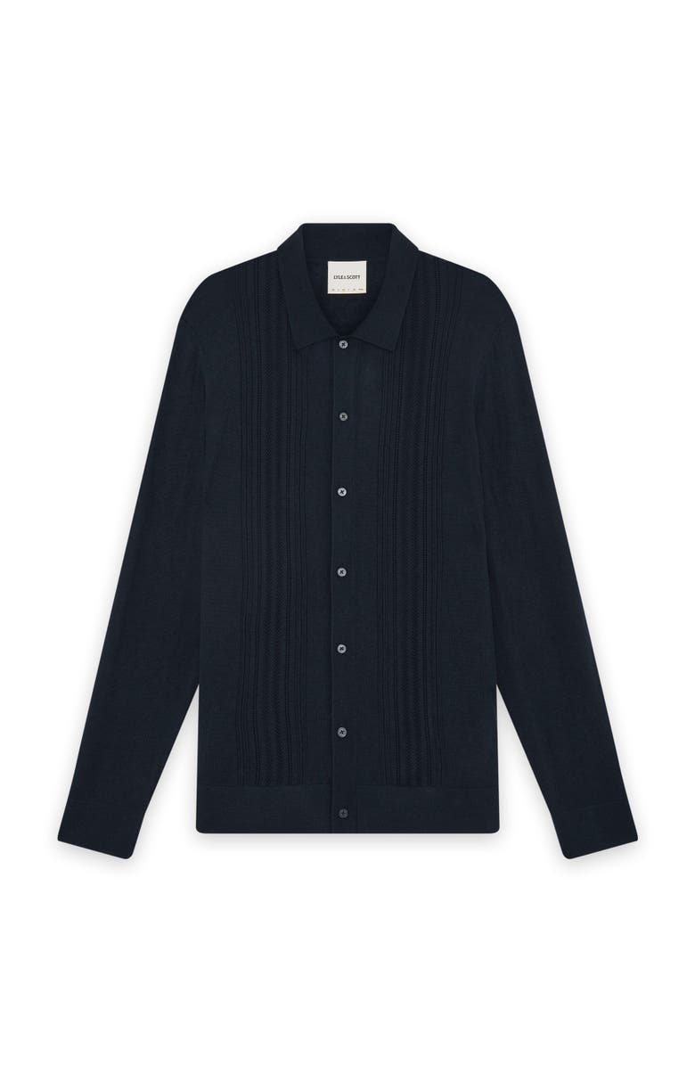 Lyle & Scott Long Sleeve Cable Knitted Shirt, Alternate, color, Carbon