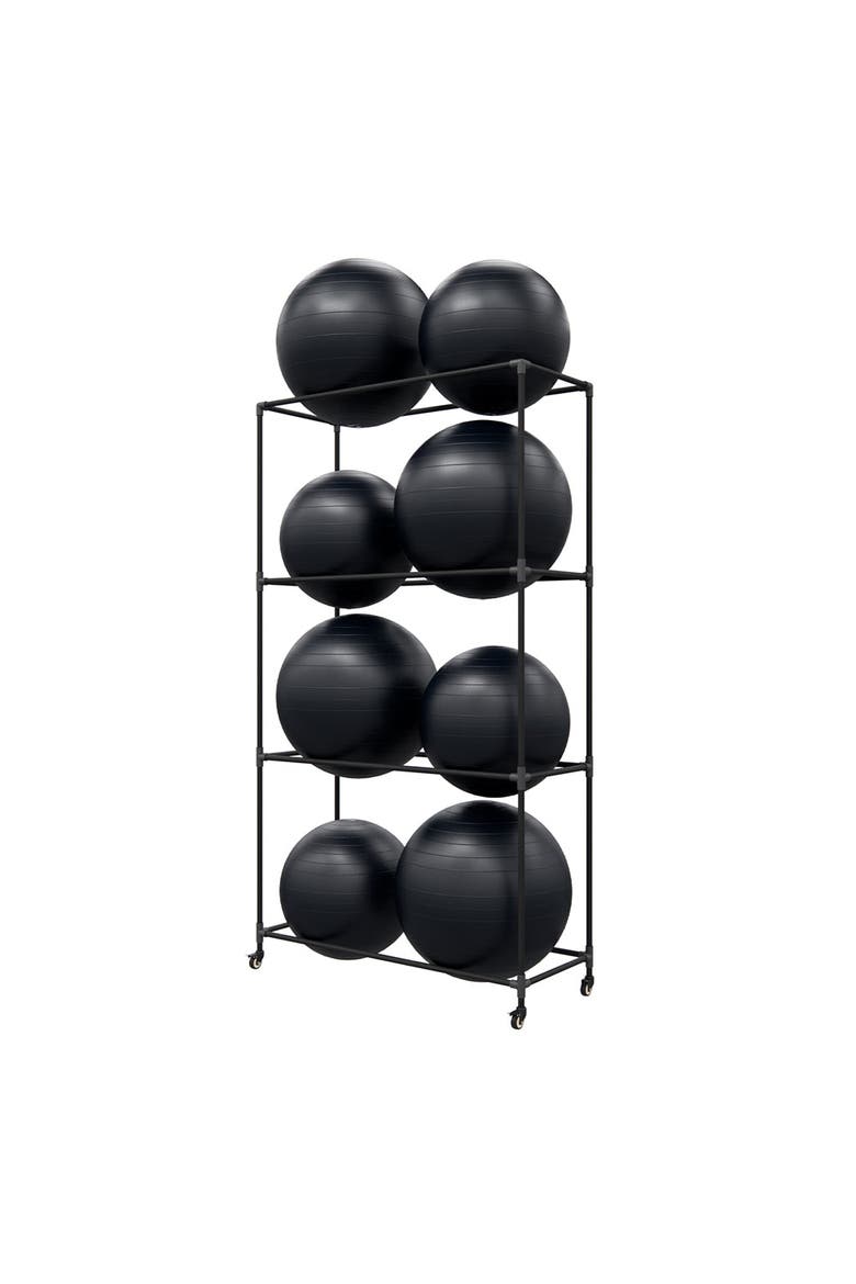 Stability Ball Rack - Metal Freestanding Rack Holds Up to 8 Balls, Alternate, color, Black