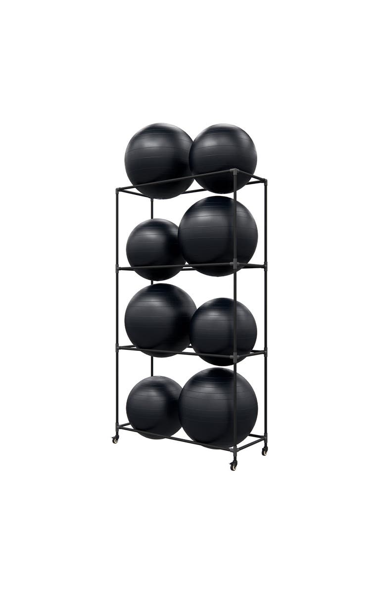 Power Systems Stability Ball Rack - Metal Freestanding Rack Holds Up to 8 Balls, Alternate, color, Black