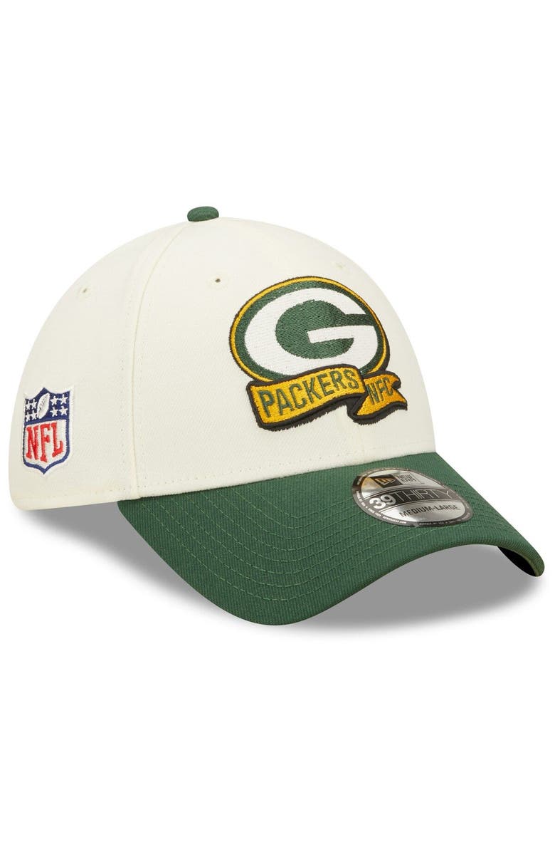 New Era Men's New Era Cream/Green Green Bay Packers 2022 Sideline 39THIRTY 2-Tone Flex Hat, Main, color, 