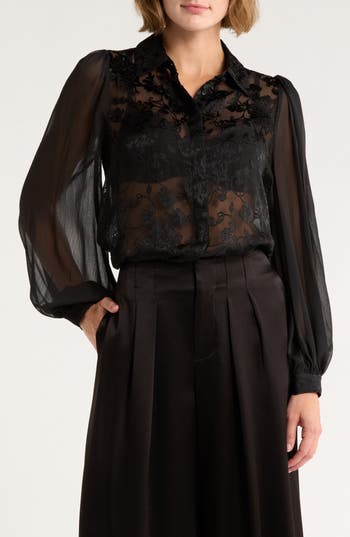 Alice And Olivia Alice + Olivia Roanne Blouson Sleeve Top In Gold