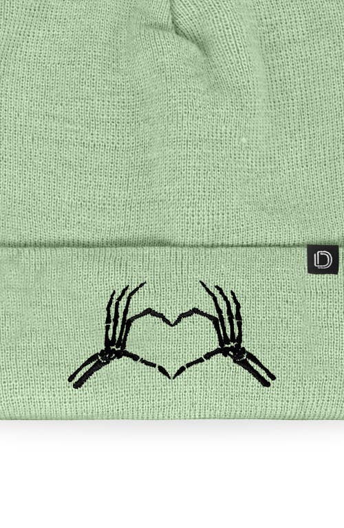 Dalix Heart Of Bones Beanie In Light Green