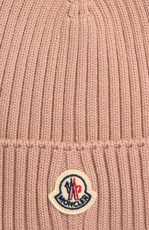 Moncler Ribbed Knit Hat In Brown