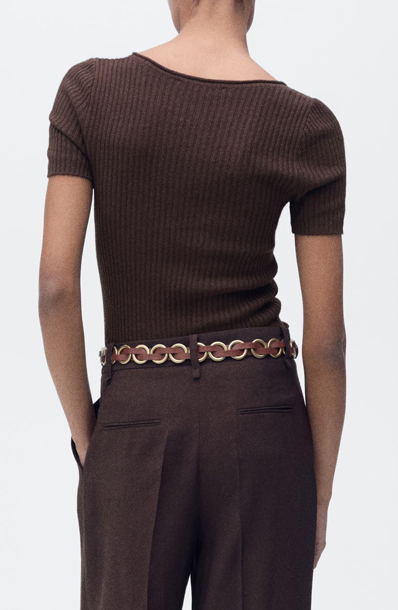 MANGO Scoop Neck Short Sleeve Rib Sweater, Alternate, color, 