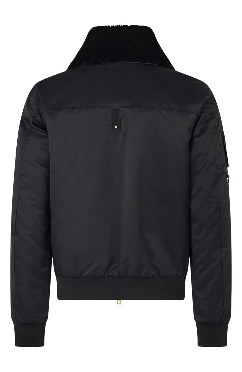 Moose Knuckles Courville Bunny Plush Faux Fur Trim Bomber Jacket, Alternate, color, Black