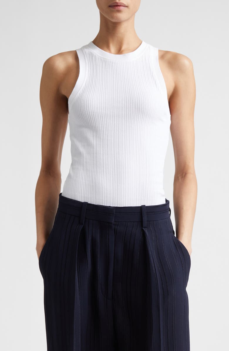 Victoria Beckham Rib Organic Cotton Tank, Main, color, White