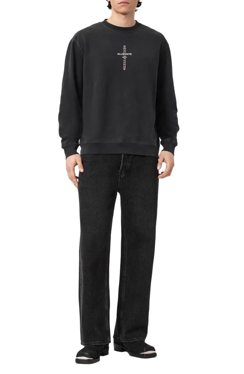 AllSaints Knox Cotton Crewneck Sweatshirt, Alternate, color, 