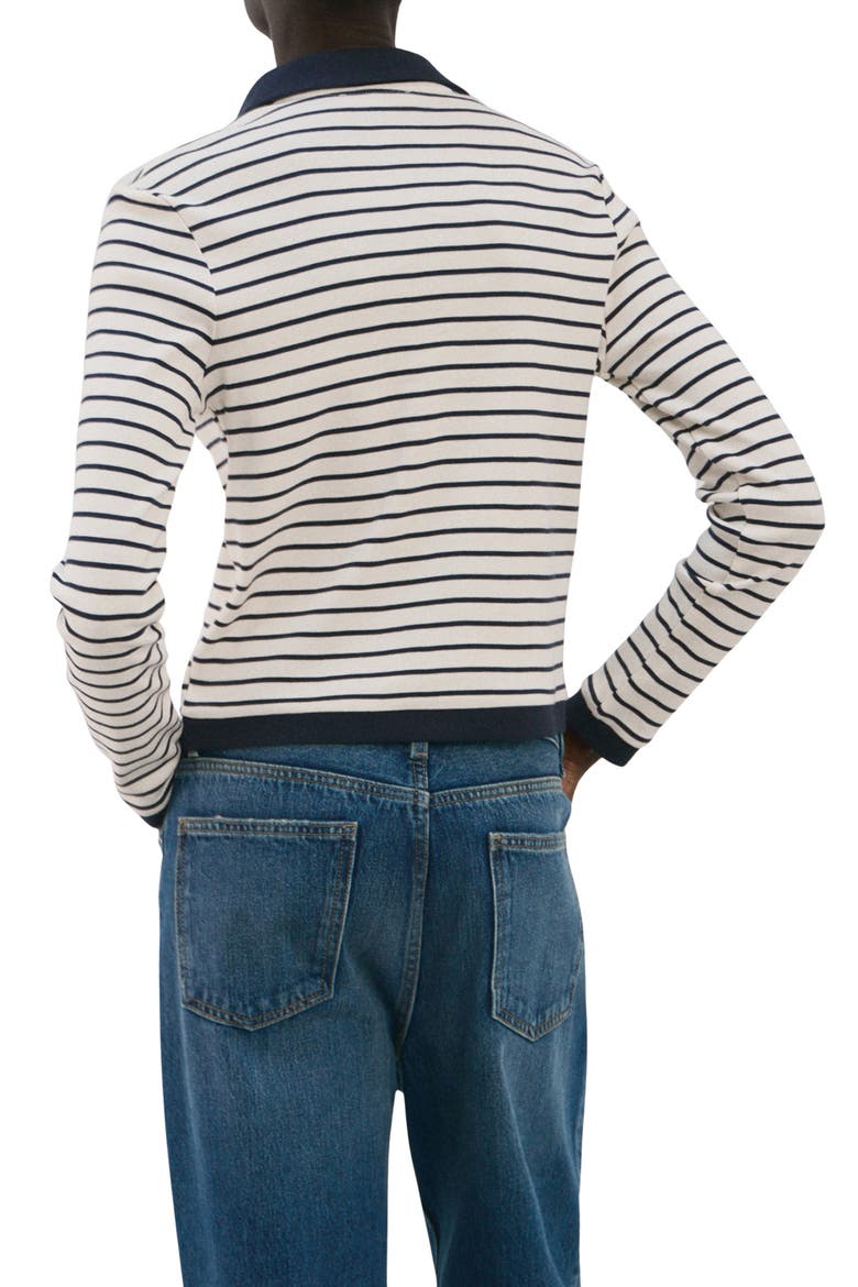 Stripe Cotton Cardigan, Alternate, color, NAVY