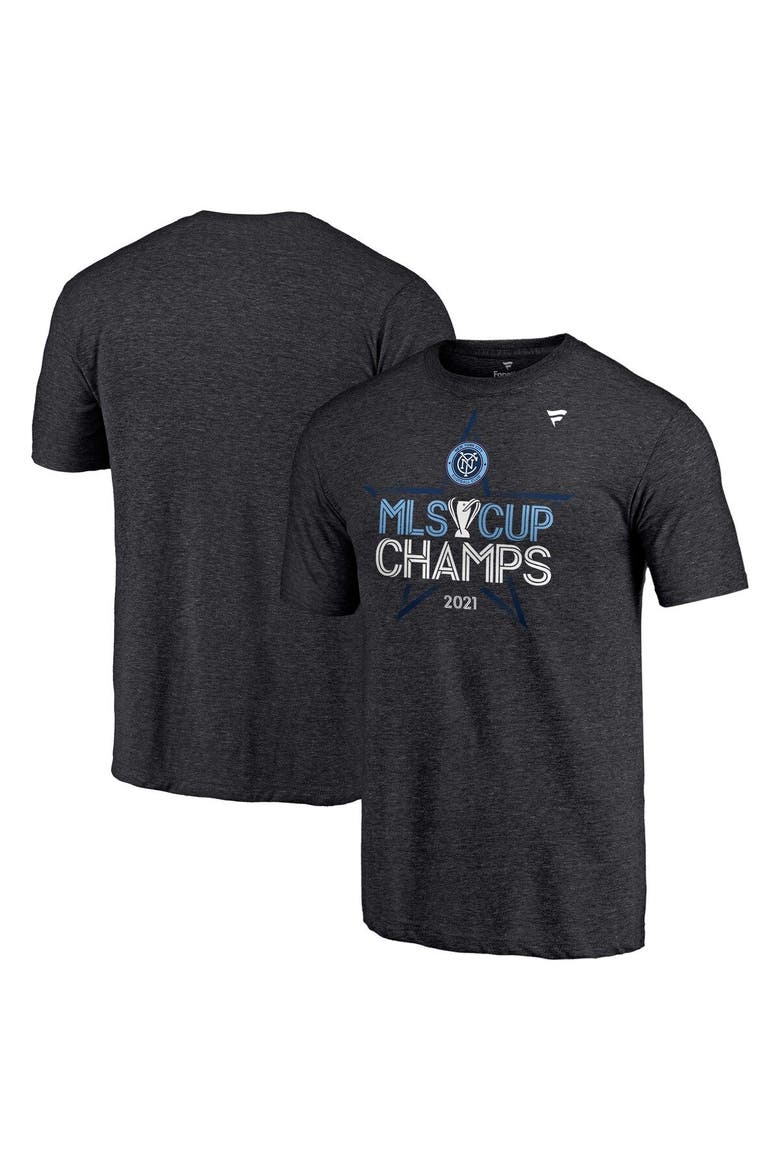 Men's Fanatics Branded Heathered Charcoal New York City FC 2021 MLS Cup Champions Locker Room T-Shirt, Main, color, Heather Charcoal