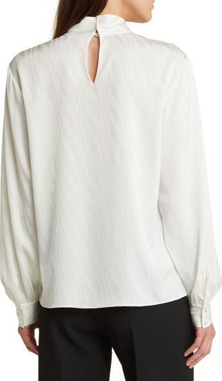 FRAME Knotted Mock Neck Blouse | Nordstrom