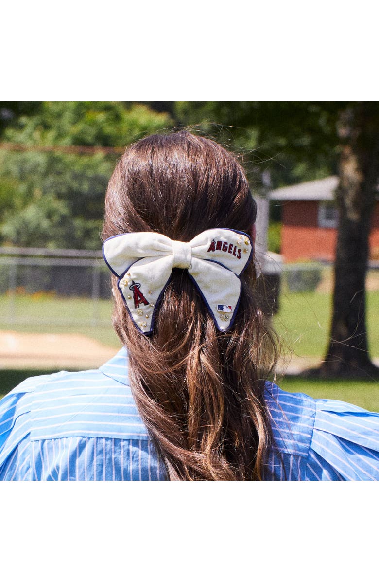 Lele Sadoughi MLB Los Angeles Angels Bow Barrette, Alternate, color, Ivory 100