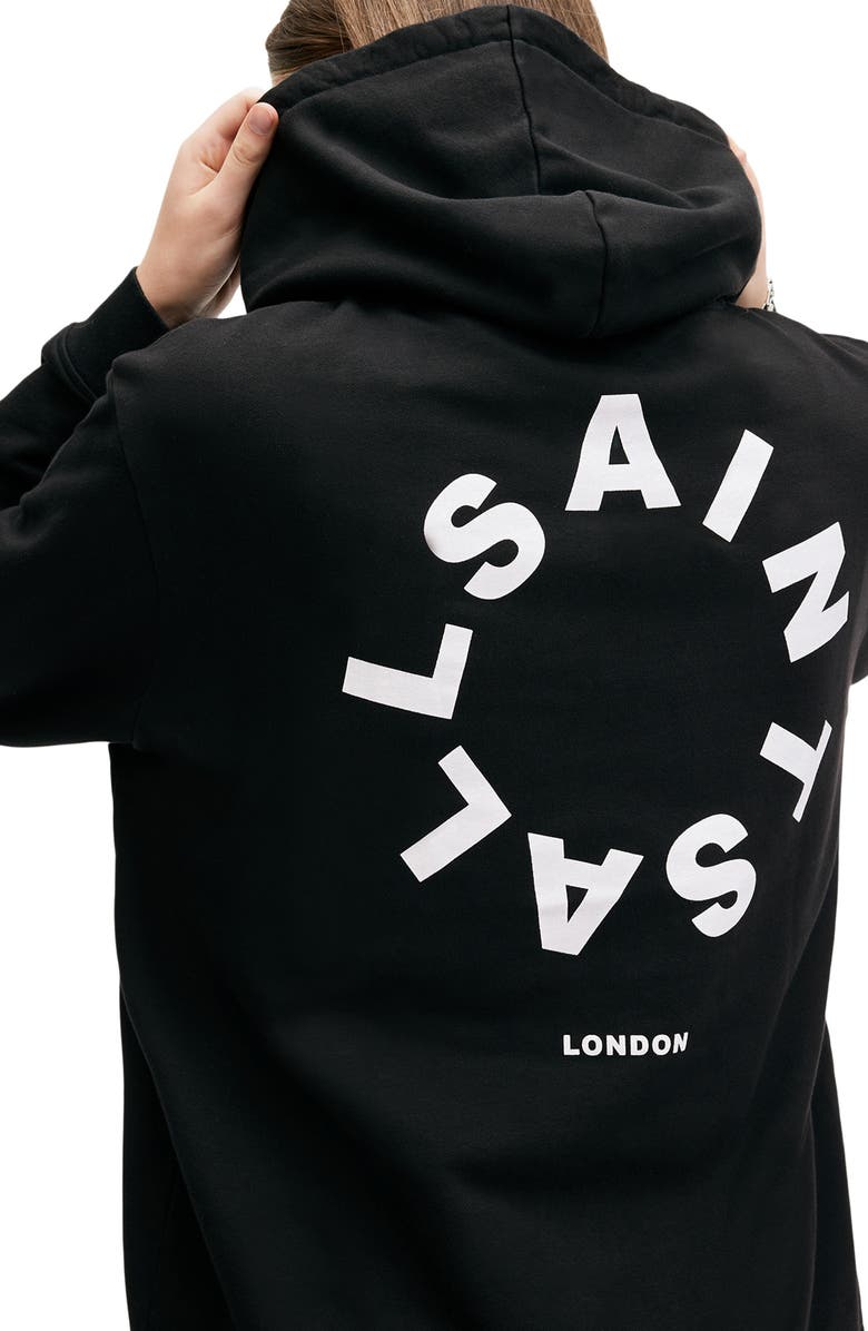 AllSaints Tierra Logo Cotton French Terry Graphic Hoodie, Alternate, color,