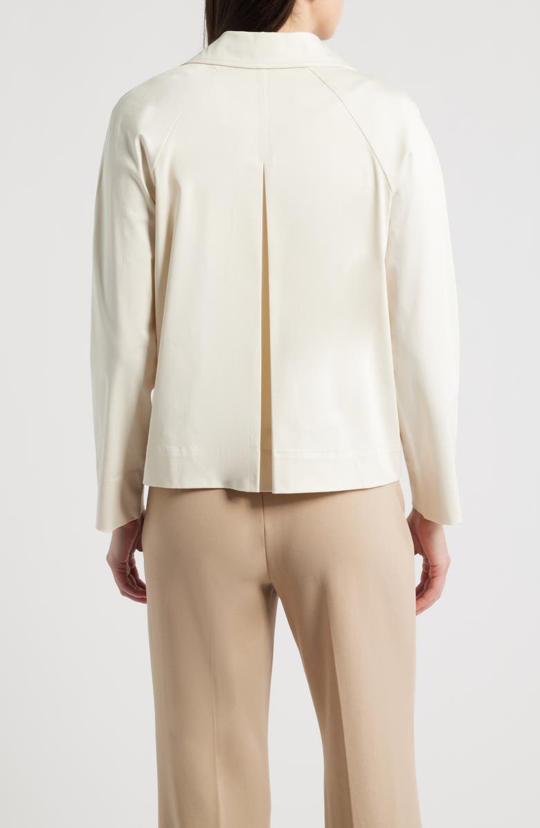 AK ANNE KLEIN Short Double Breasted Cotton Blend Trench Coat, Alternate, color, White Dove