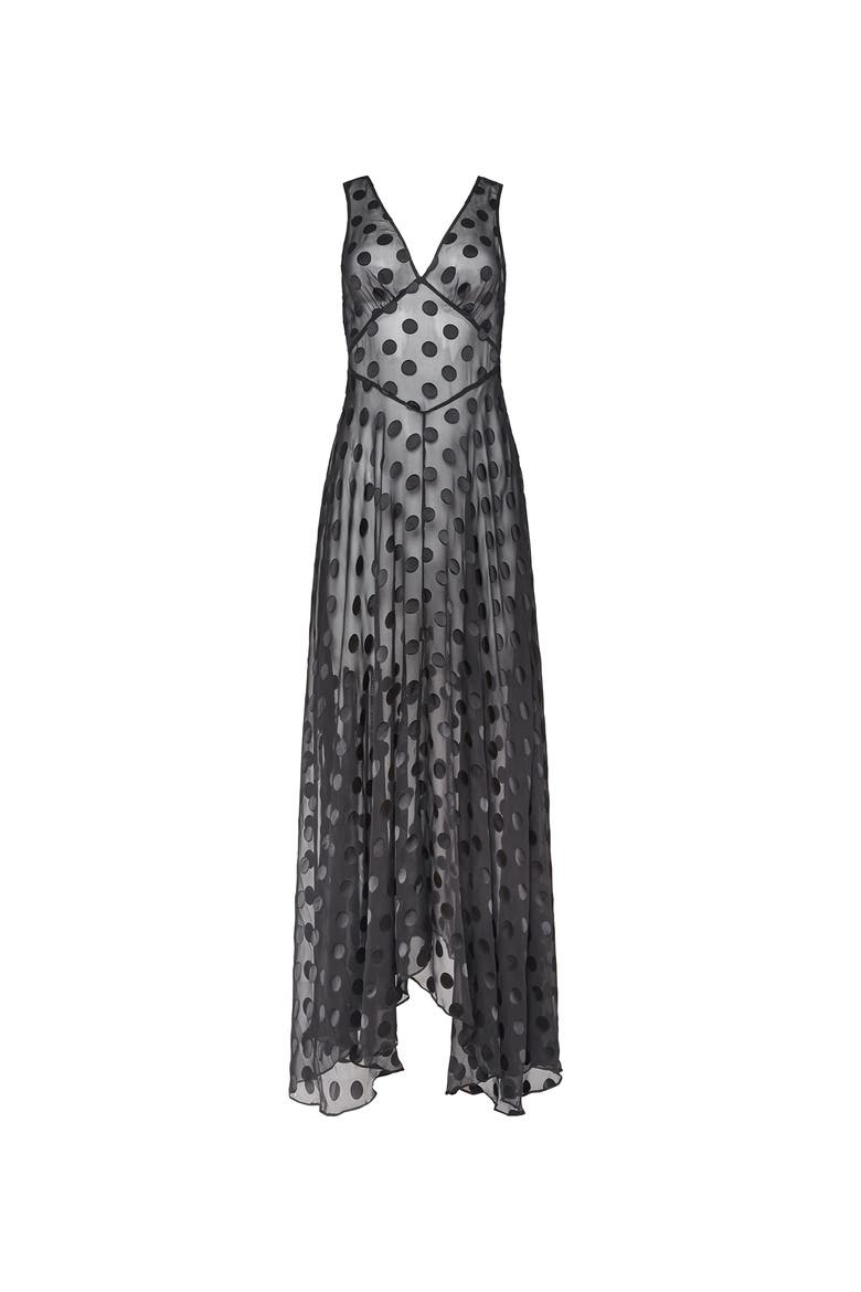 Silk Dot Gown, Alternate, color, Black