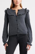 Treasure & Bond Pointelle Ruffle Wool & Cashmere Cardigan