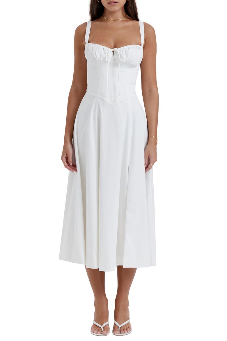 Carmen Bustier Sundress, Main, color, WHITE