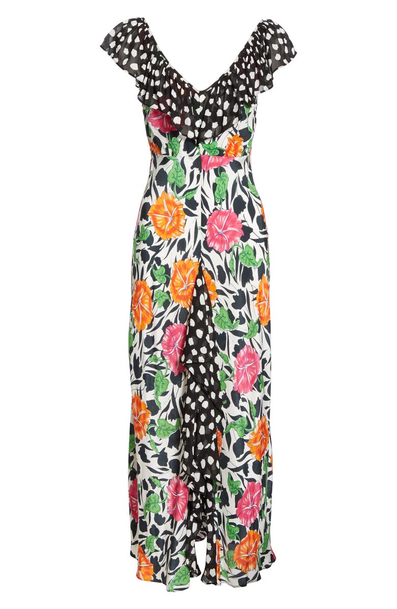RIXO Antoinette Floral & Dot Print Dress, Alternate, color, 