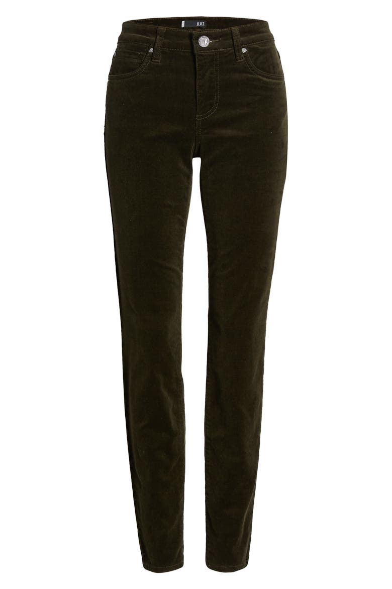 Diana Stretch Corduroy Skinny Pants, Alternate, color, ARMY OLIVE